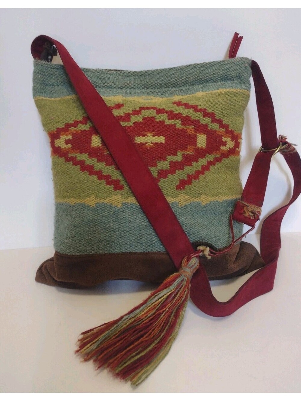 Atenti Crossbody Bag Southwestern Woven Tapestry Suede Tassel USA Made